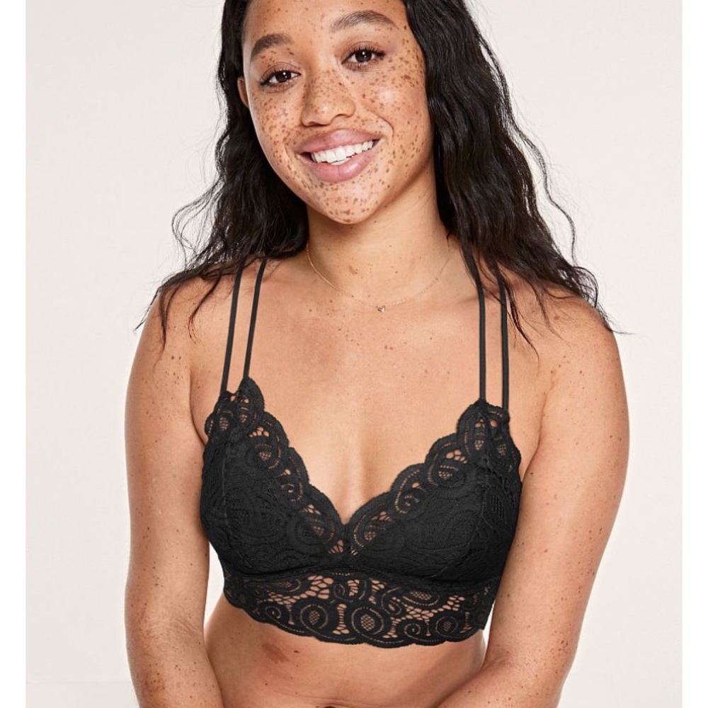 Victoria Secret PINK Black Crochet Lace Bralette